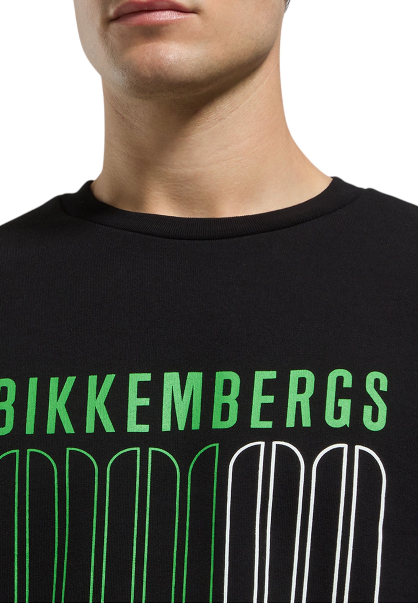 Felpa A Girocollo Uomo Bikkembergs Maxi Stampa A Contrasto Sul Petto