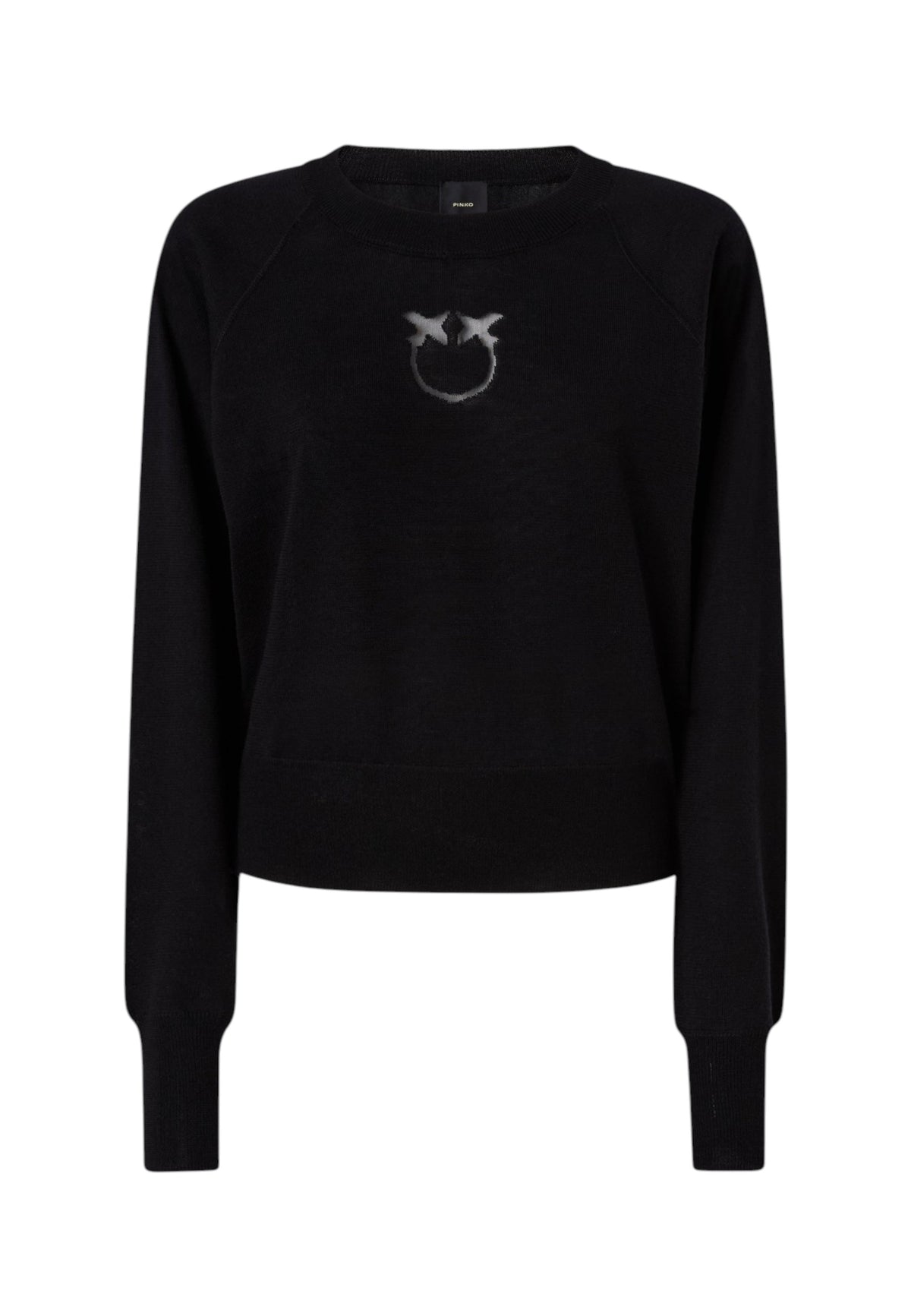 Maglione A Girocollo Donna Pinko Girocollo, maniche lunghe, filato misto lana, logo Love Birds a intarsio in trasparenza, collo polsini e fondo a costine Lanzarote 105417A18M