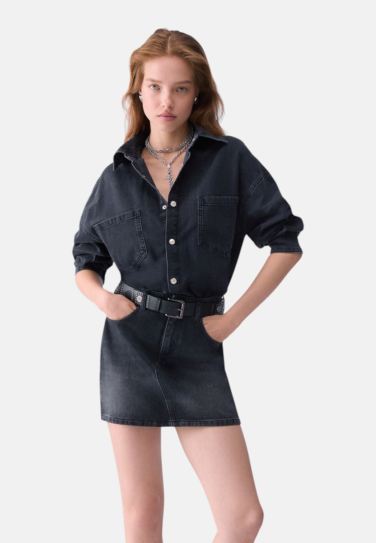 Vestito Corto Donna Liu Jo In Denim Black, Mix Belt  UF6185D0370