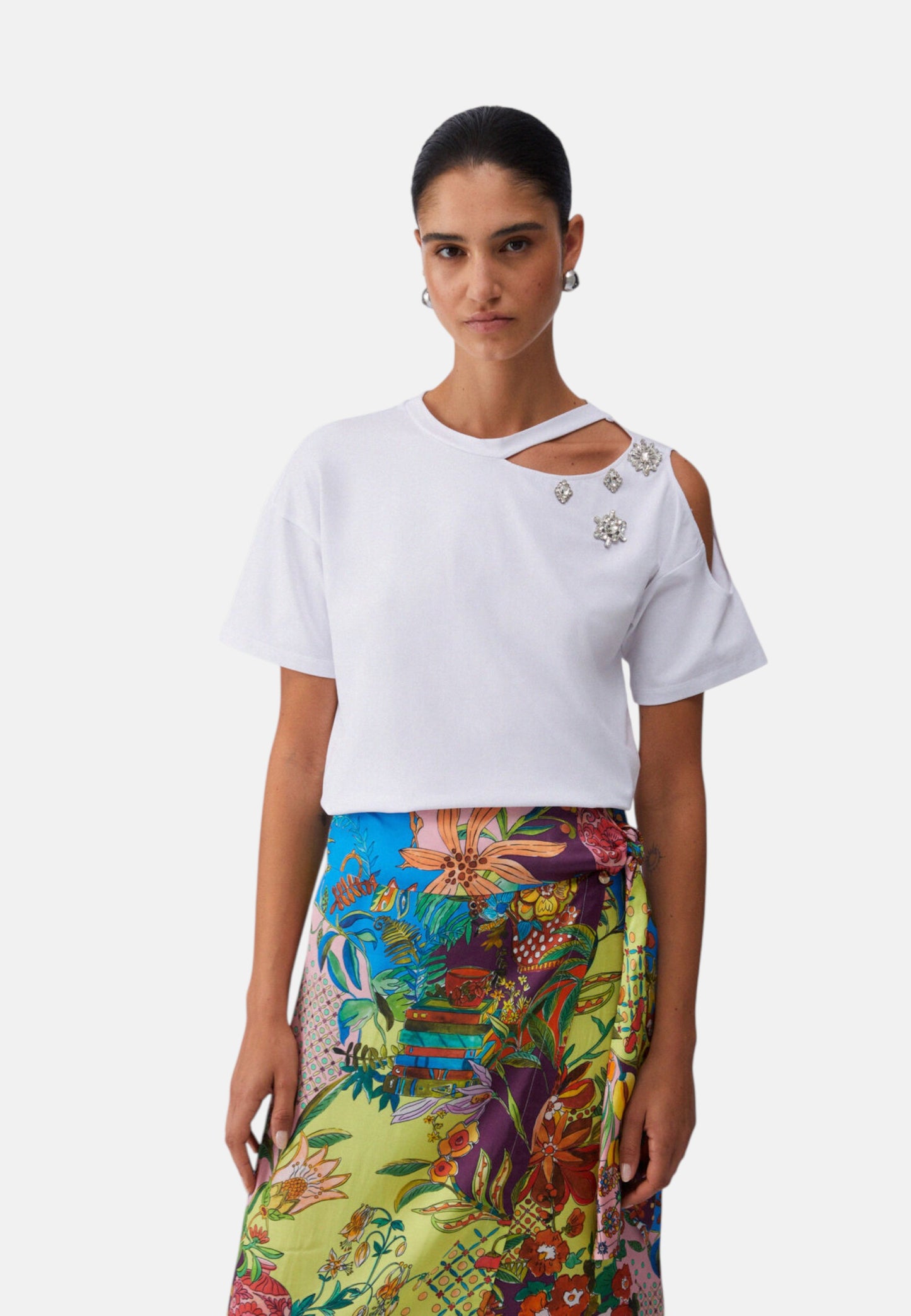 T-Shirt Manica Corta Donna Liu Jo Con Patch Strass Eco Line CA6160JS088