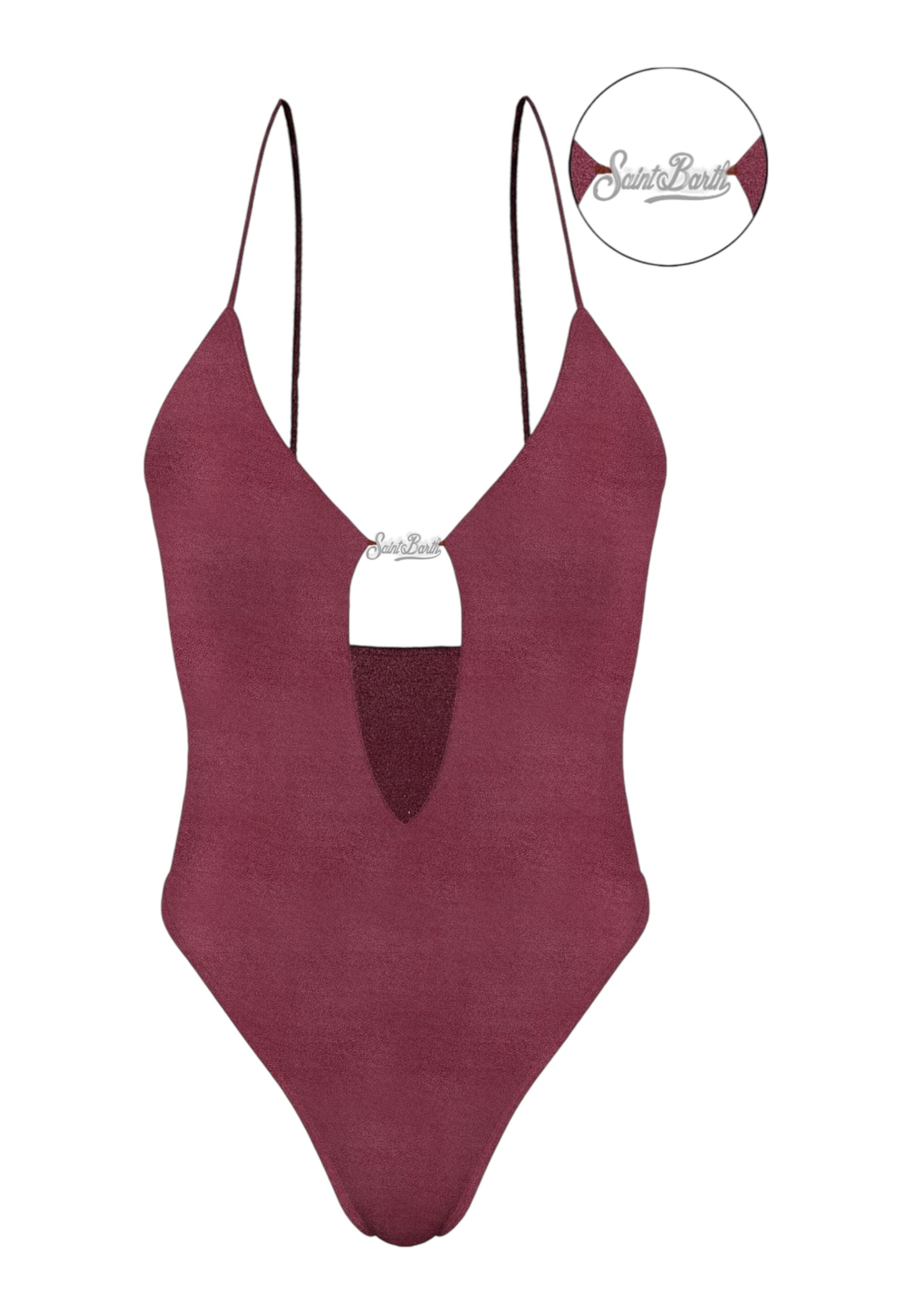 Costume Intero Donna Mc2 Saint Barth Scollo Tondo, Placca Centrale, Shiny Sb Crunchy Plate CRC0002