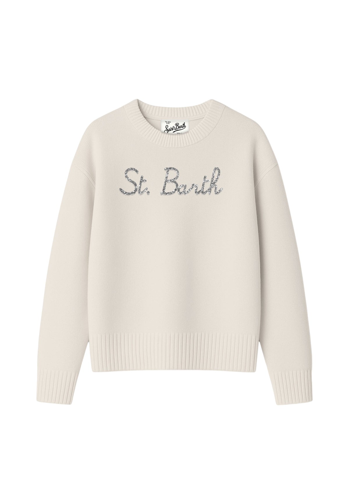Maglione A Girocollo Donna Mc2 Saint Barth Maniche Lunghe, Polsi E Fondo A Coste, Il Logo Saint Barth Ricamato Sul Davanti Tessa TESS001-ST-BARTH