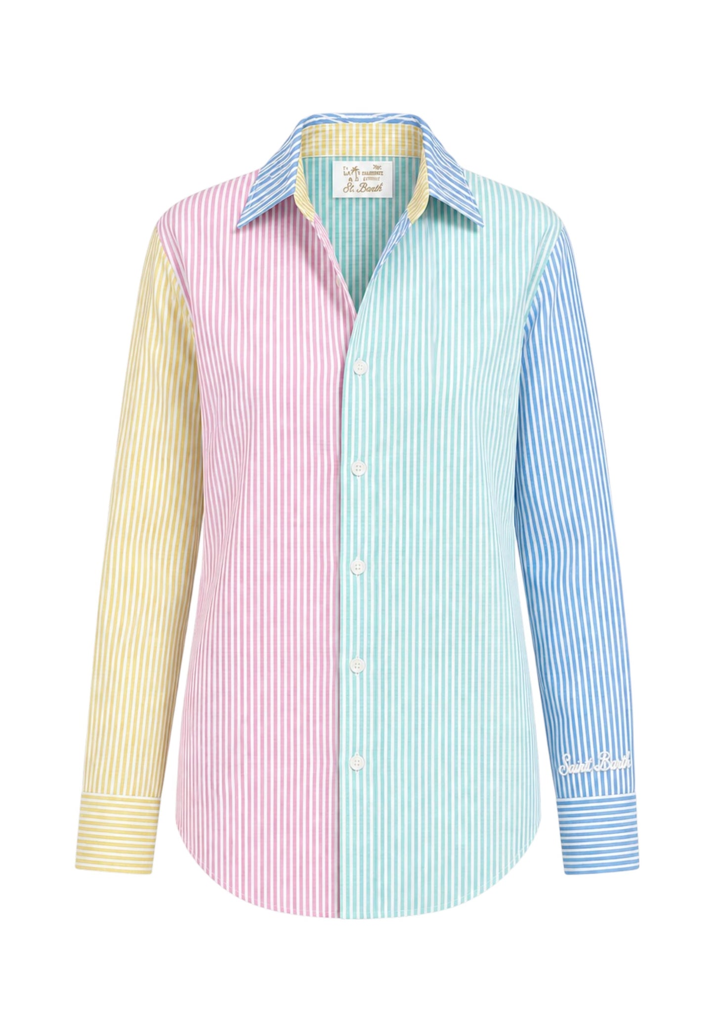 Camicia Manica lunga Donna Mc2 Saint Barth Seersucker Stripes V Mix Emb Cristal CYS0001