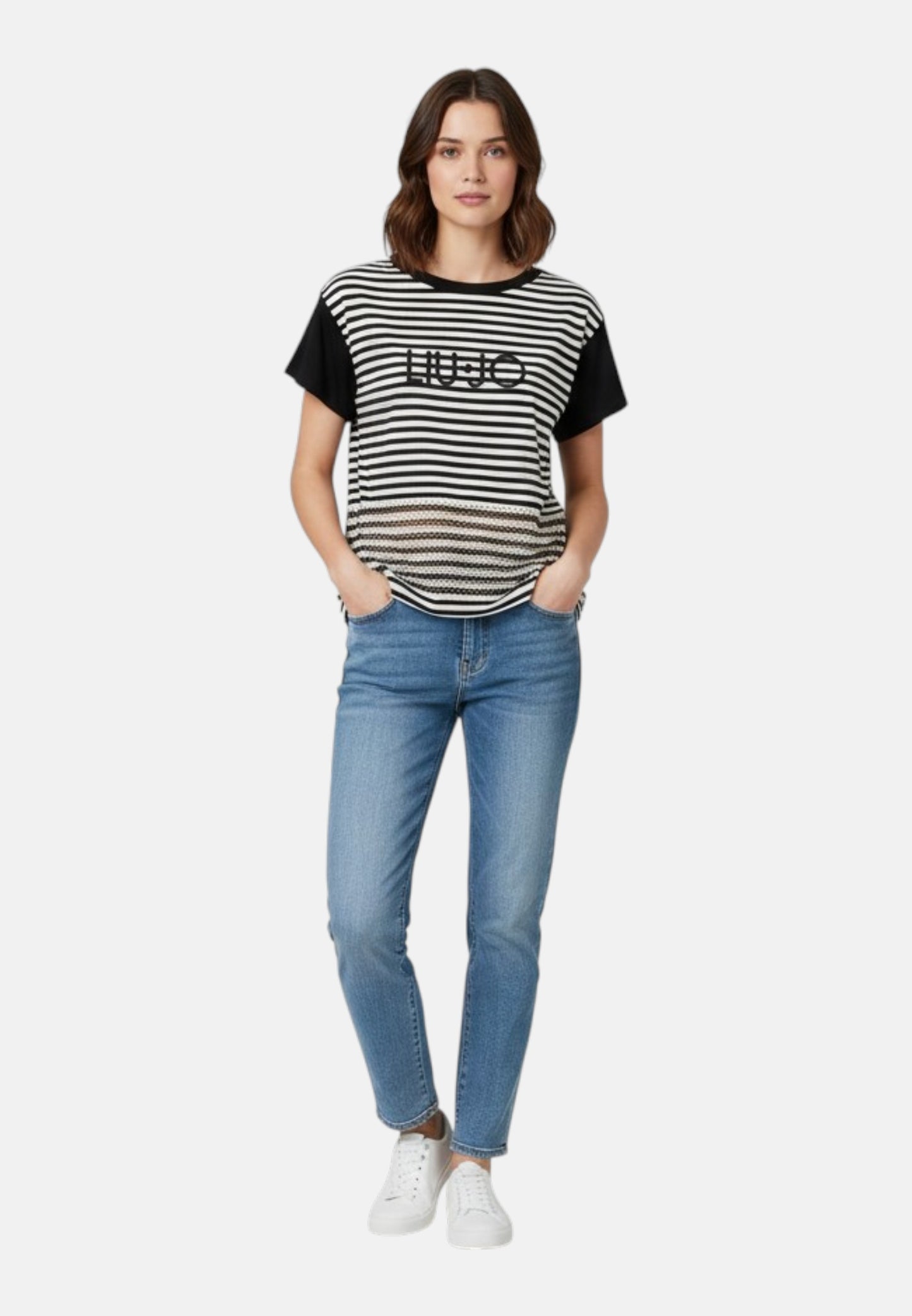 T-Shirt Manica Corta Donna Liu Jo Jersey Rigato  VA6039J3908