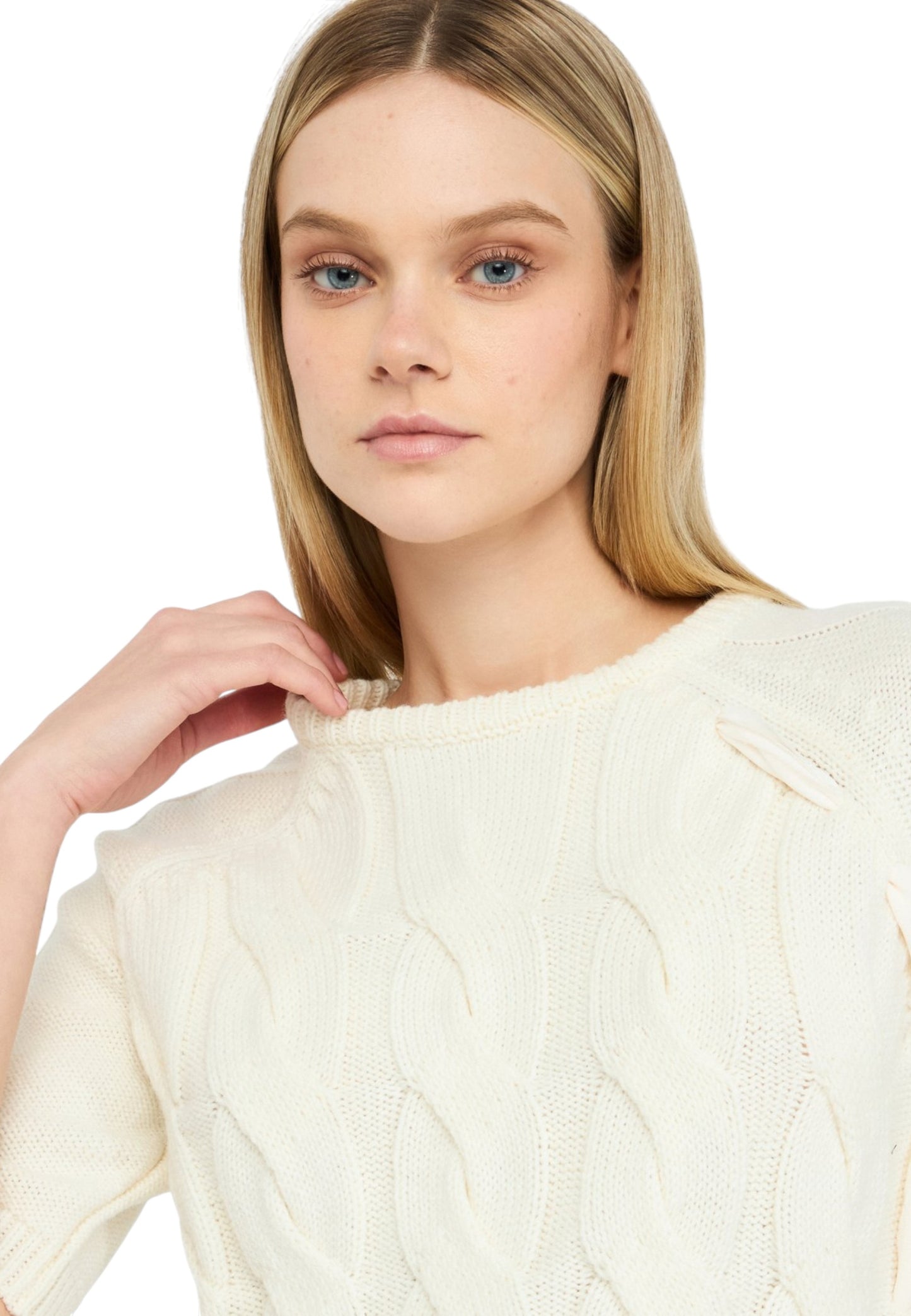 Maglia A Girocollo Donna Liu Jo A Trecce Manica 3/4  CF5214MA75Q