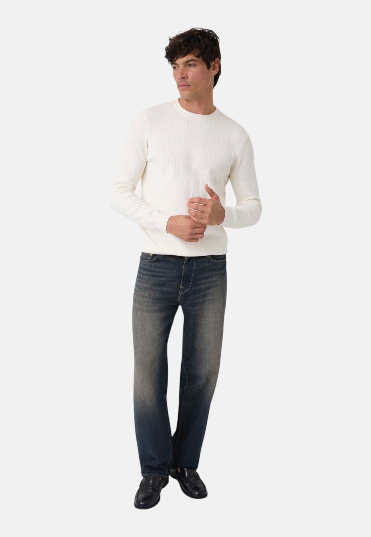 Maglione A Girocollo Uomo Guess Allover Logo Nestor M6BR23Z1373