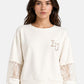 Felpa A Girocollo Donna Liu Jo Con Inserti In Pizzo  TA6282J3855