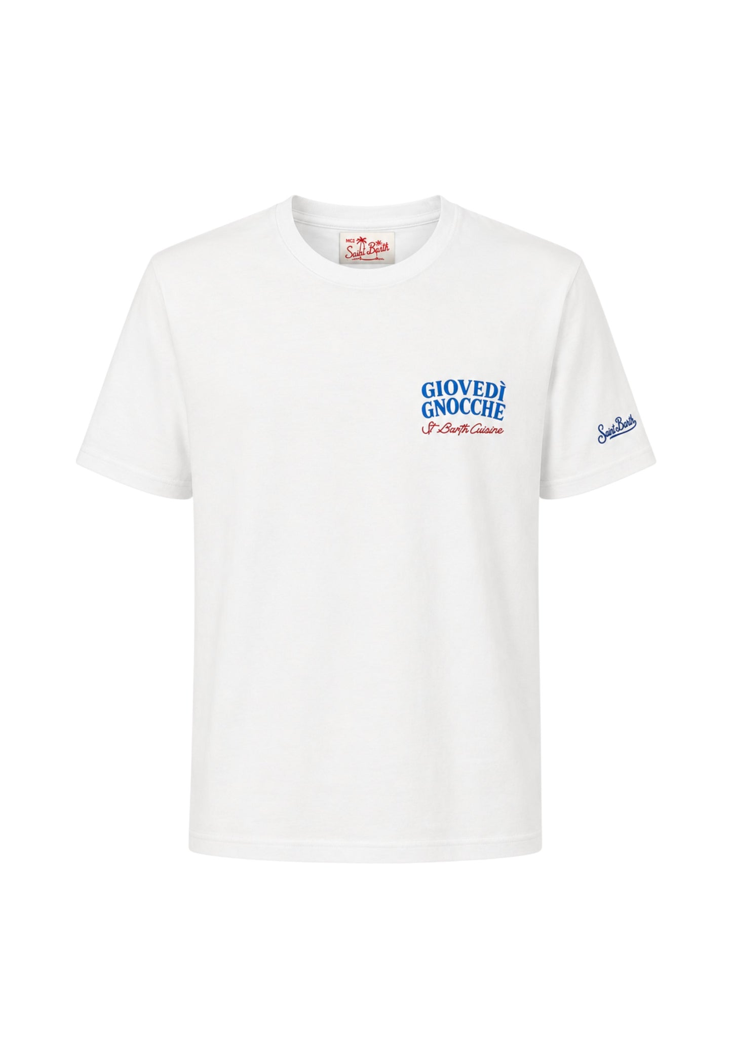 T-Shirt Manica Corta Uomo Mc2 Saint Barth Stampa/Ricamo Fronte E Retro Giovedi Gnocche Portland PRL0002