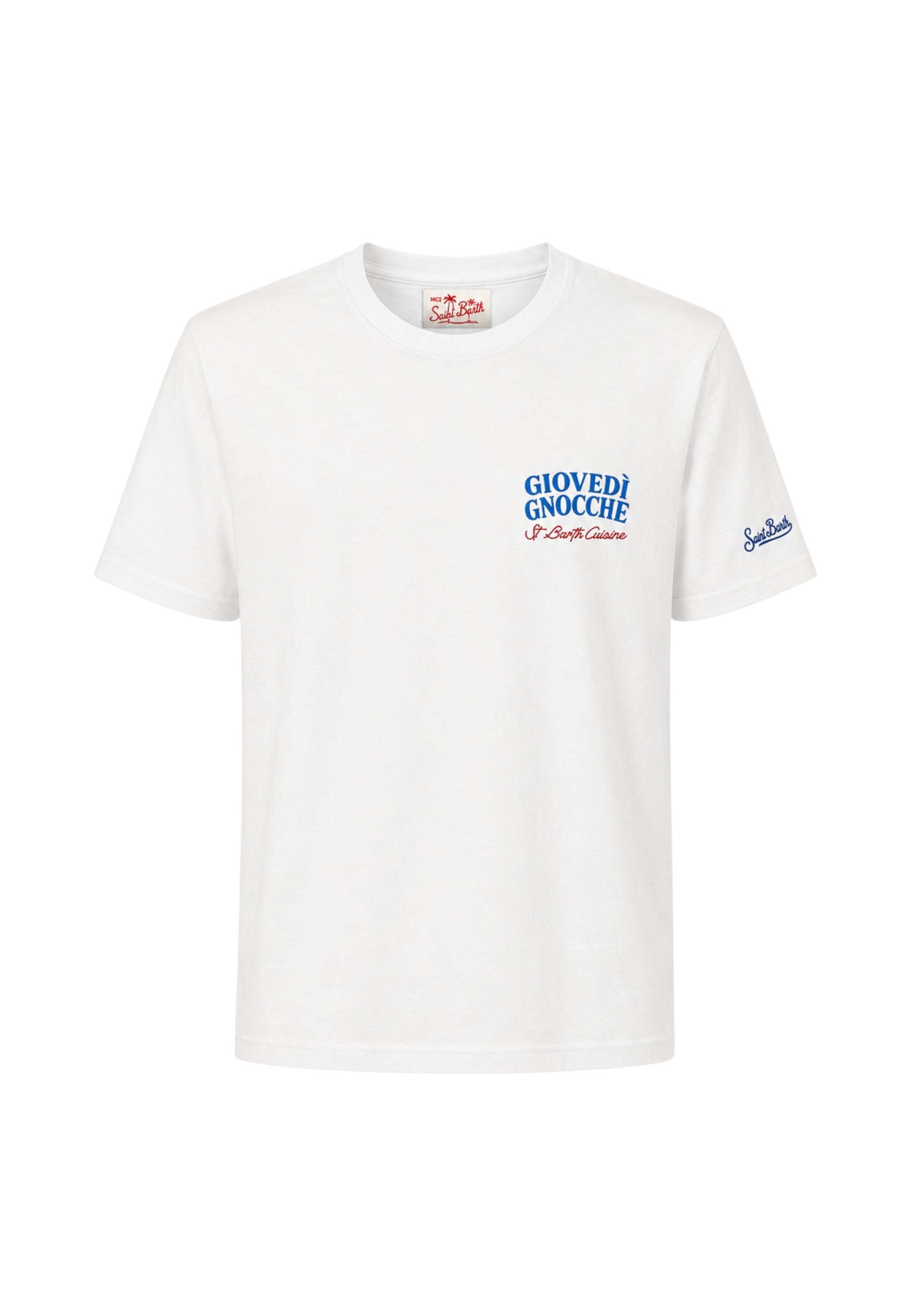 T-Shirt Manica Corta Uomo Mc2 Saint Barth Stampa/Ricamo Fronte E Retro Giovedi Gnocche Portland PRL0002