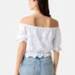 Blusa Manica Corta Donna Guess Shoulder Off Eyelets Embroidery W6GP47K3336