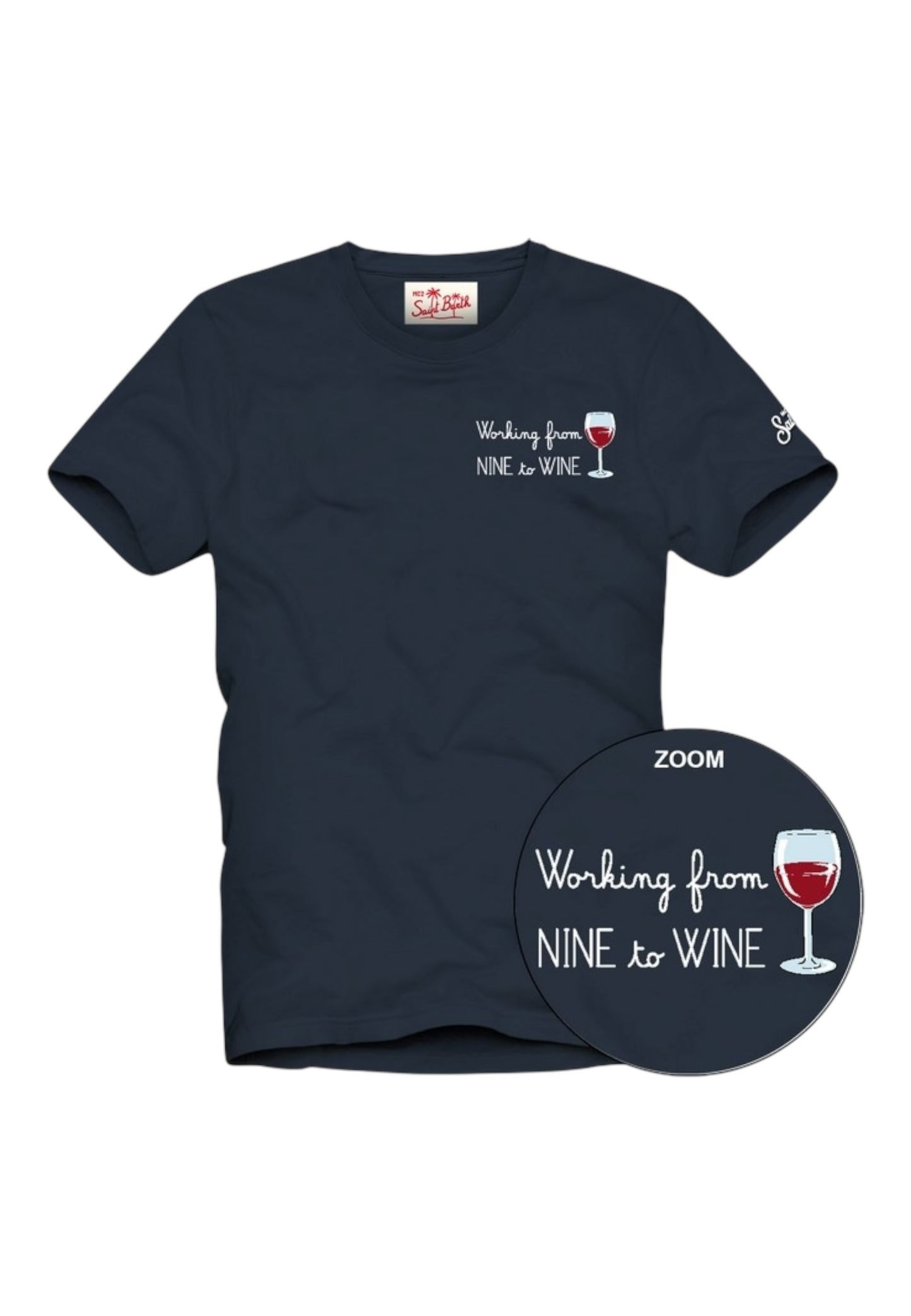 T-Shirt Manica Corta Uomo Mc2 Saint Barth Stampa E/O Ricamo Frontale Nine Wine Portofino POT0001