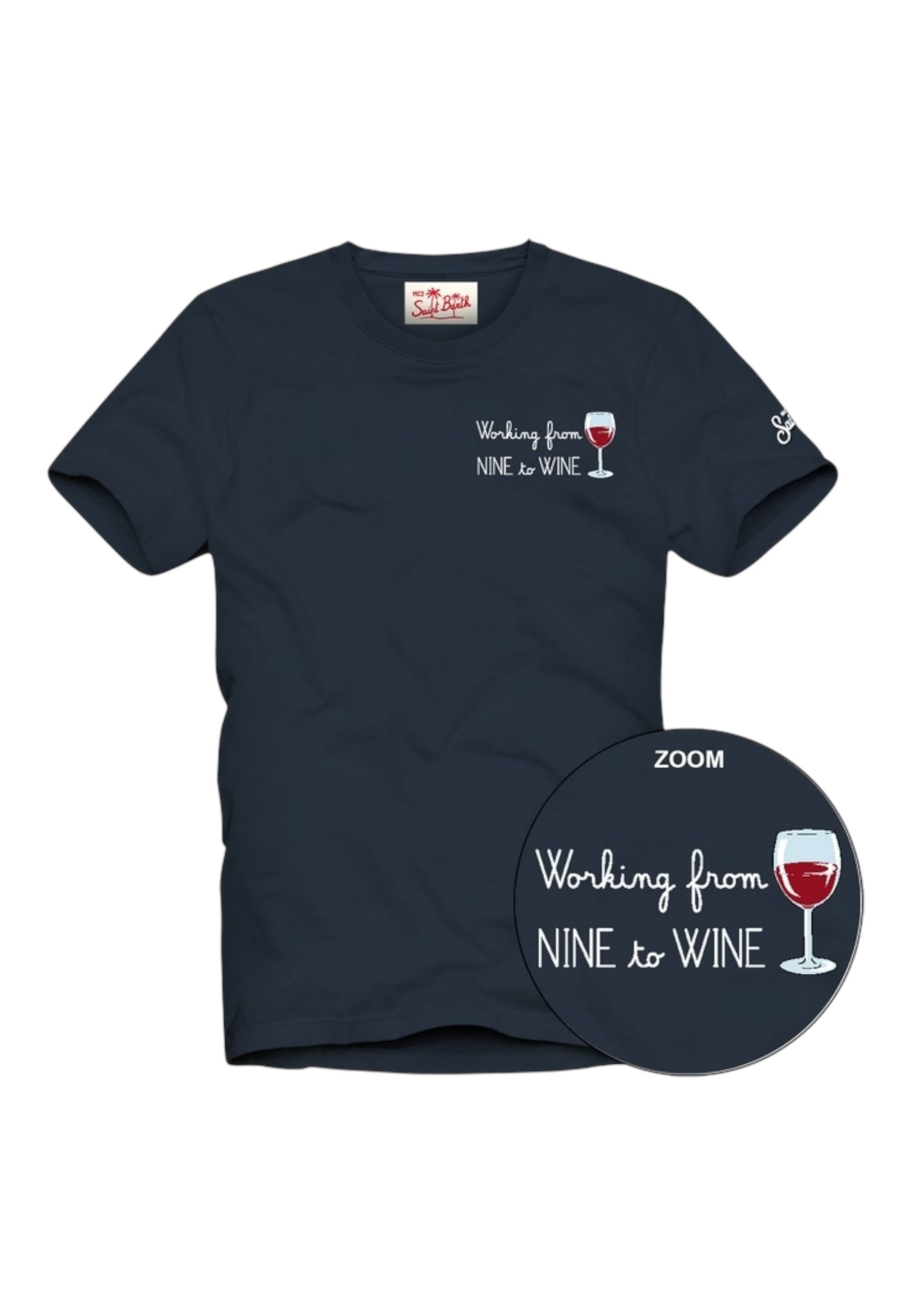 T-Shirt Manica Corta Uomo Mc2 Saint Barth Stampa E/O Ricamo Frontale Nine Wine Portofino POT0001