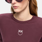 T-Shirt Manica lunga Donna Pinko Girocollo, maniche lunghe, vestibilit� regular, jersey di puro cotone, logo Love Birds floccato dall�effetto vellutato sul petto Toblino 107292A3HP
