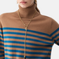 Maglione Collo Alto Donna Liu Jo A Righe Con Ricamo  WF6387MA88R