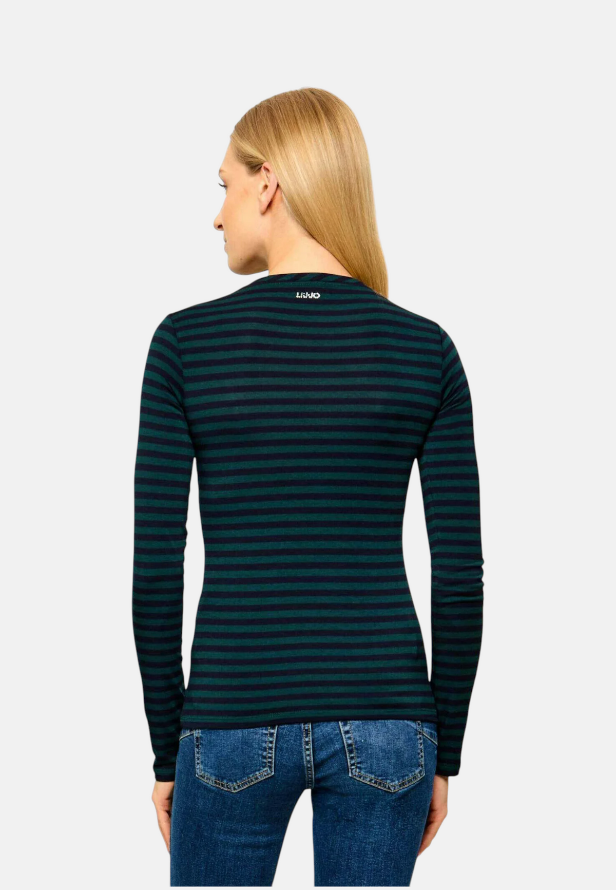T-Shirt Manica lunga Donna Liu Jo A Righe Con Ricamo  WF6440J3988