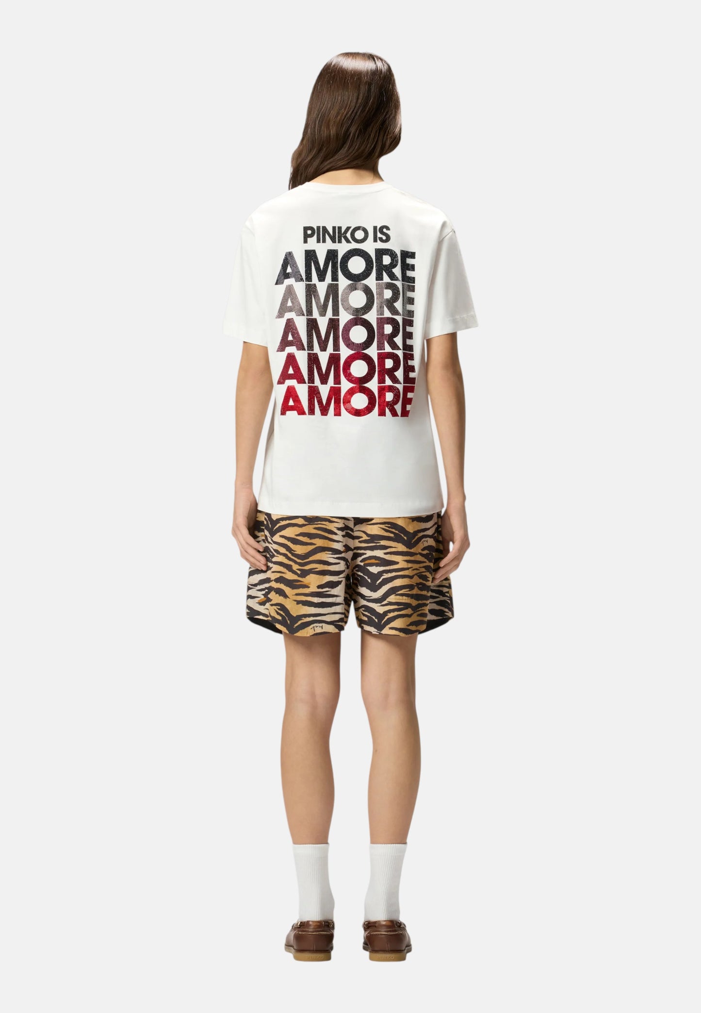 T-Shirt Manica Corta Donna Pinko Con Logo Love Birds Ricamo Strepitoso 105526A33I