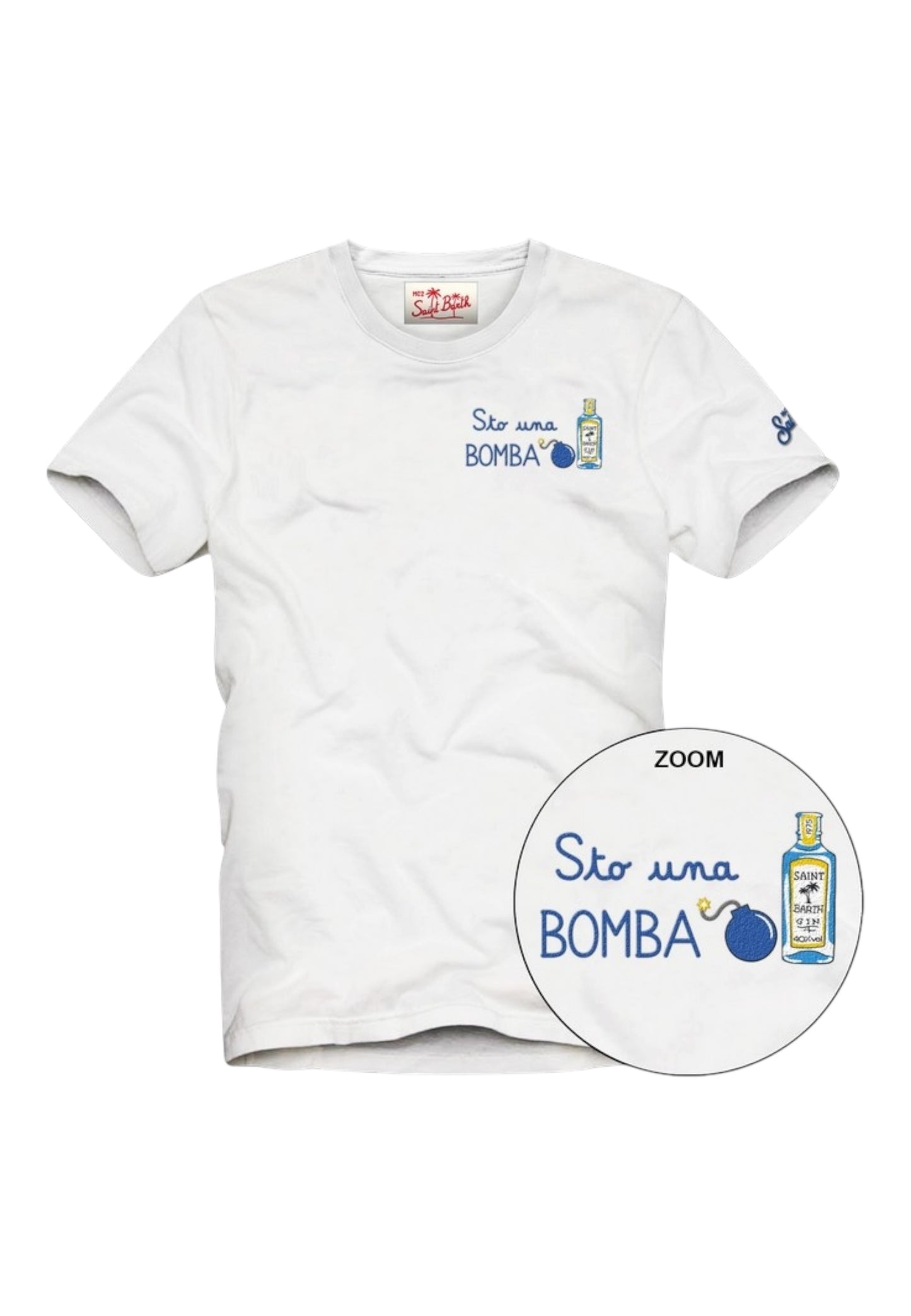 T-Shirt Manica Corta Uomo Mc2 Saint Barth Stampa E/O Ricamo Frontale Bomba Portofino POT0001