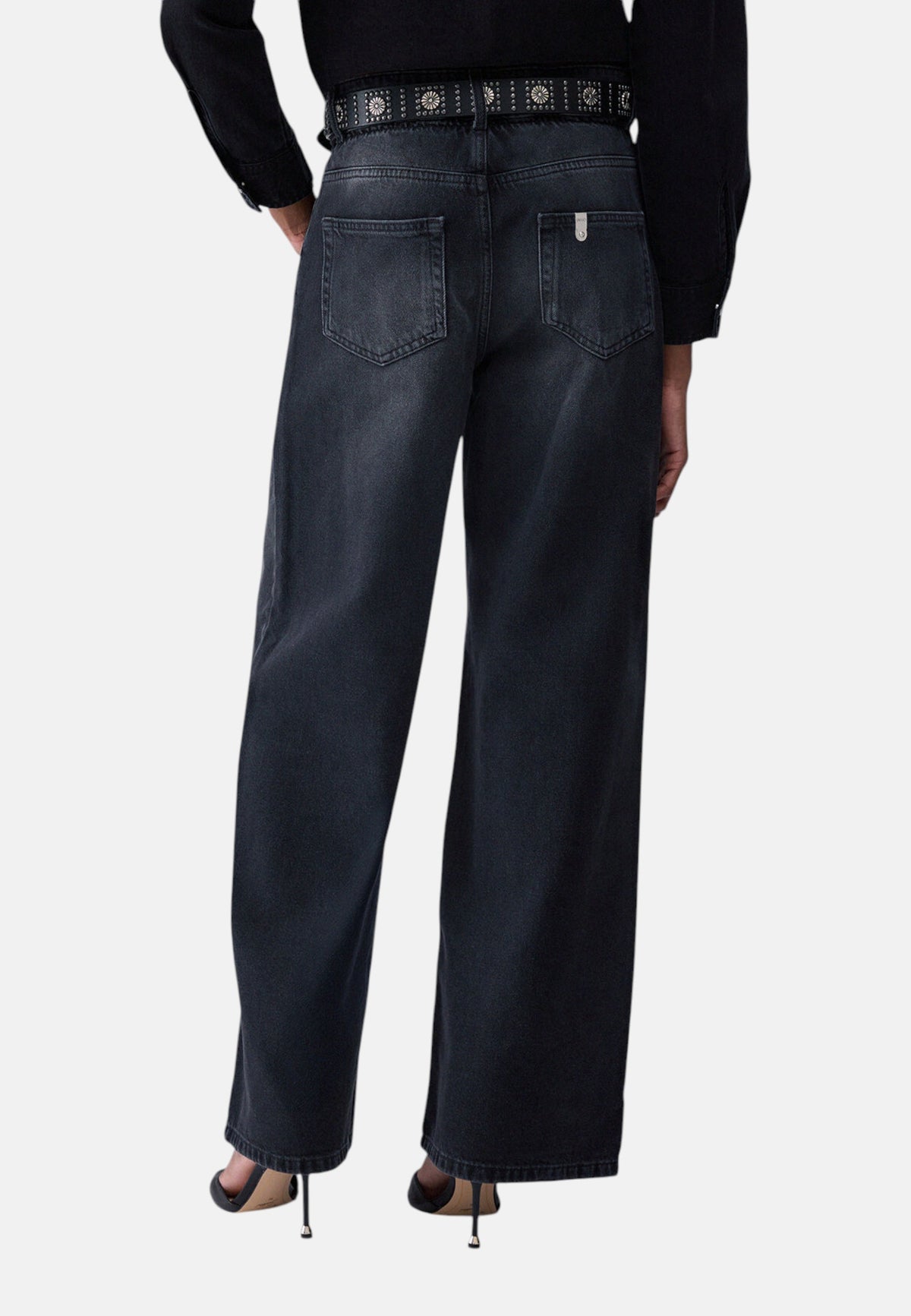 Jeans Wide Leg Donna Liu Jo A Vita Alta Con Cintura Borchiata Candy Belt UF6186D0370