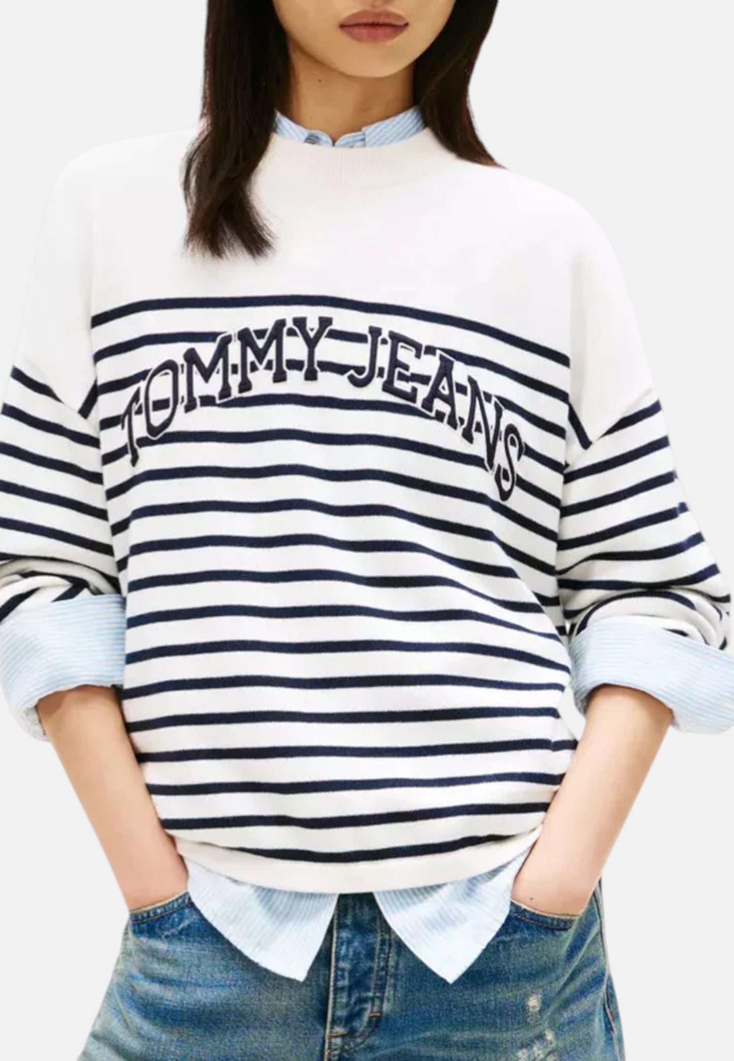 Maglione A Girocollo Donna Tommy Jeans  Tjw Varsity Crew Ne DW0DW22312