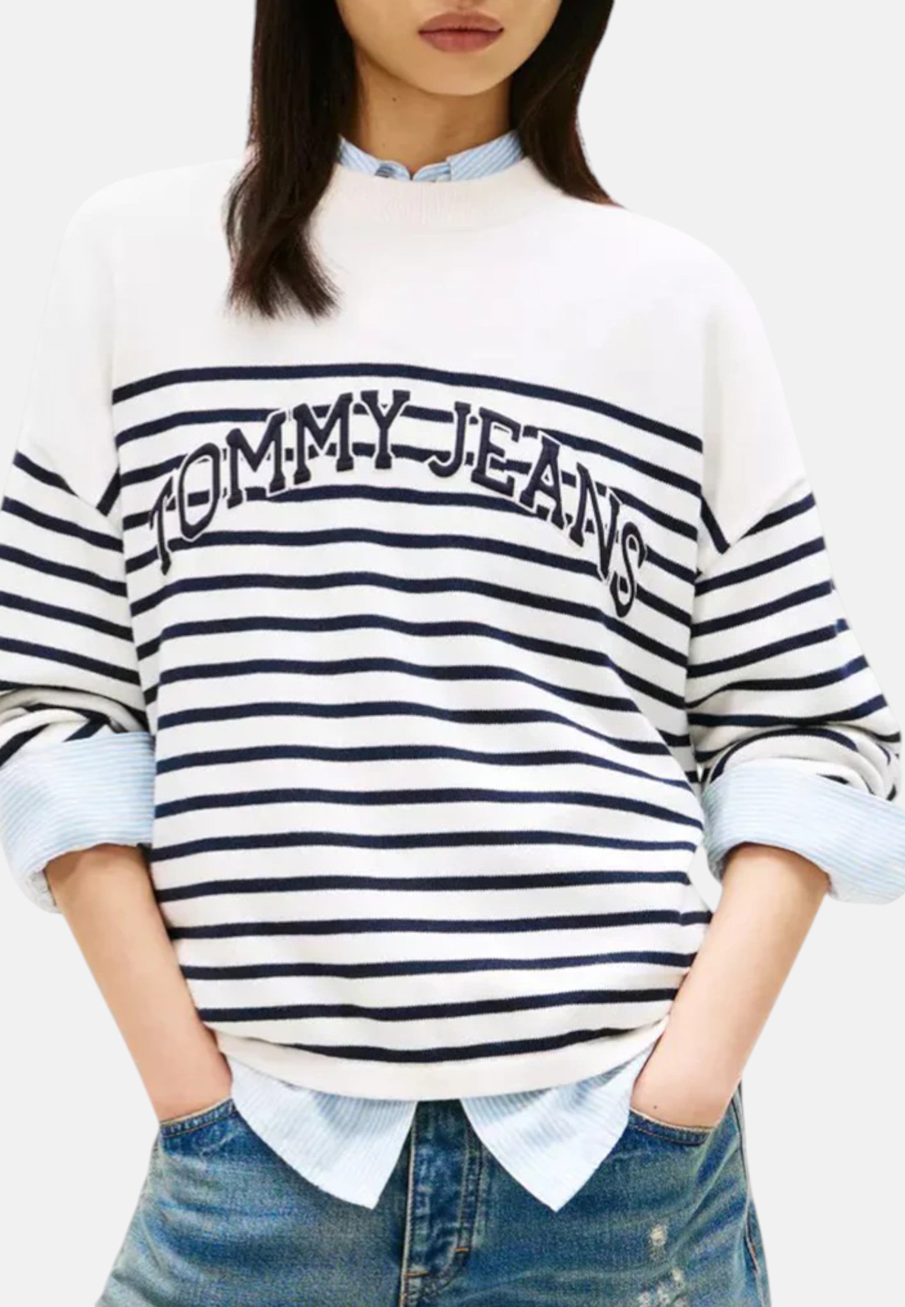 Maglione A Girocollo Donna Tommy Jeans  Tjw Varsity Crew Ne DW0DW22312