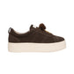 Sneakers Basse Donna Nero Giardini Tomaia in pelle scamosciata, chiusura con lacci, pompon decorativo, suola platform oversize, Made in Italy  I617441D