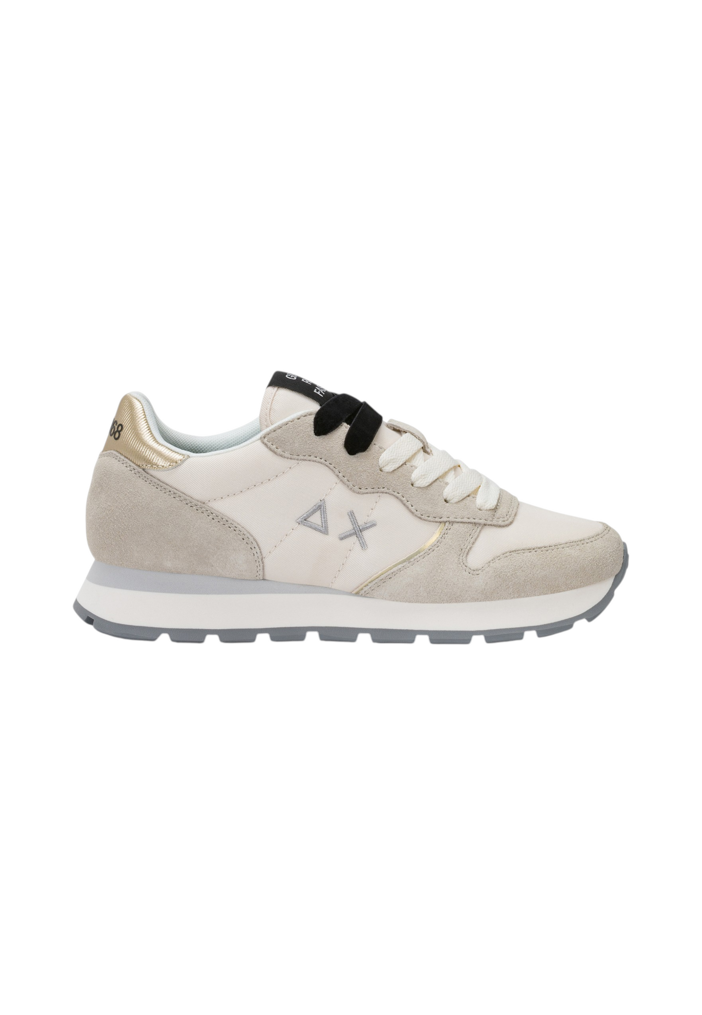 Sneakers Basse Donna Sun68 Stile Running, Nylon E Suede, Dettagli Laminati Ally Silver Gold Z46202