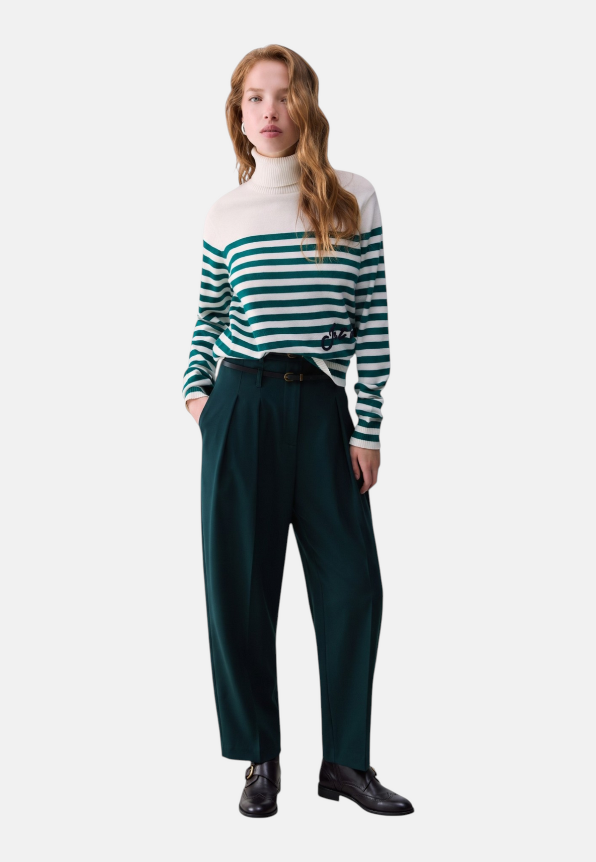 Maglione Collo Alto Donna Liu Jo A Righe Con Ricamo  WF6387MA88R