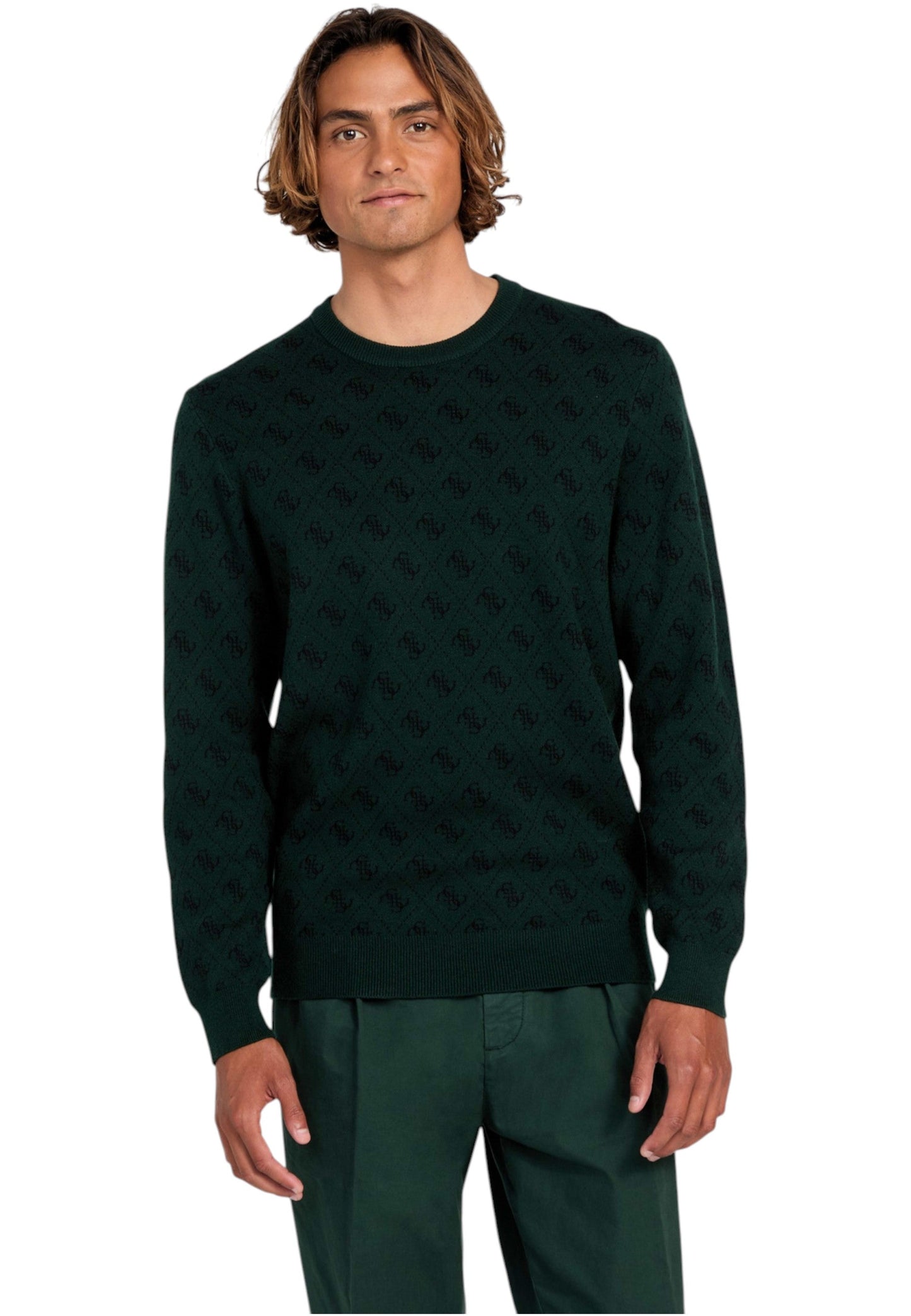 Maglione A Girocollo Uomo Guess  Humbert 4G Logo M5YR10Z3OE2