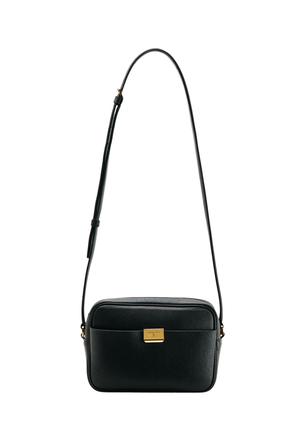 Borsa A Tracolla Donna Patrizia Pepe Camera case, Pelle di vitello martellata, Chiusura superiore con zip, Tasca frontale con chiusura magnetica, Tasca interna aperta, Incisione Fly, Galvanica Dark Gold  8B0241L001