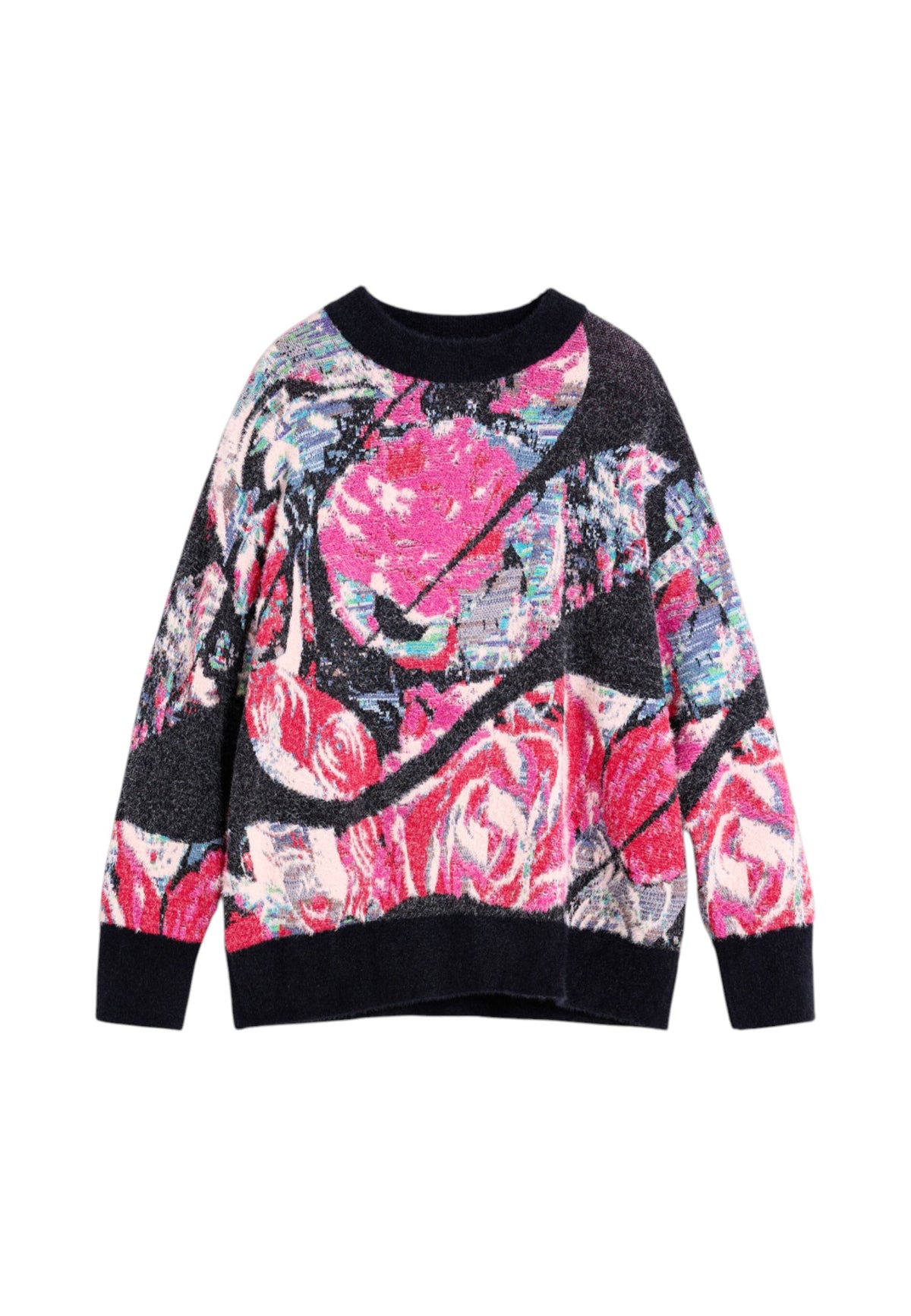 Maglione A Girocollo Donna Desigual Collaborazione M. C. Lacroix, Motivo floreale, Fit oversize, Maglia grossa, Poliestere riciclato Jardim 26WWJF05