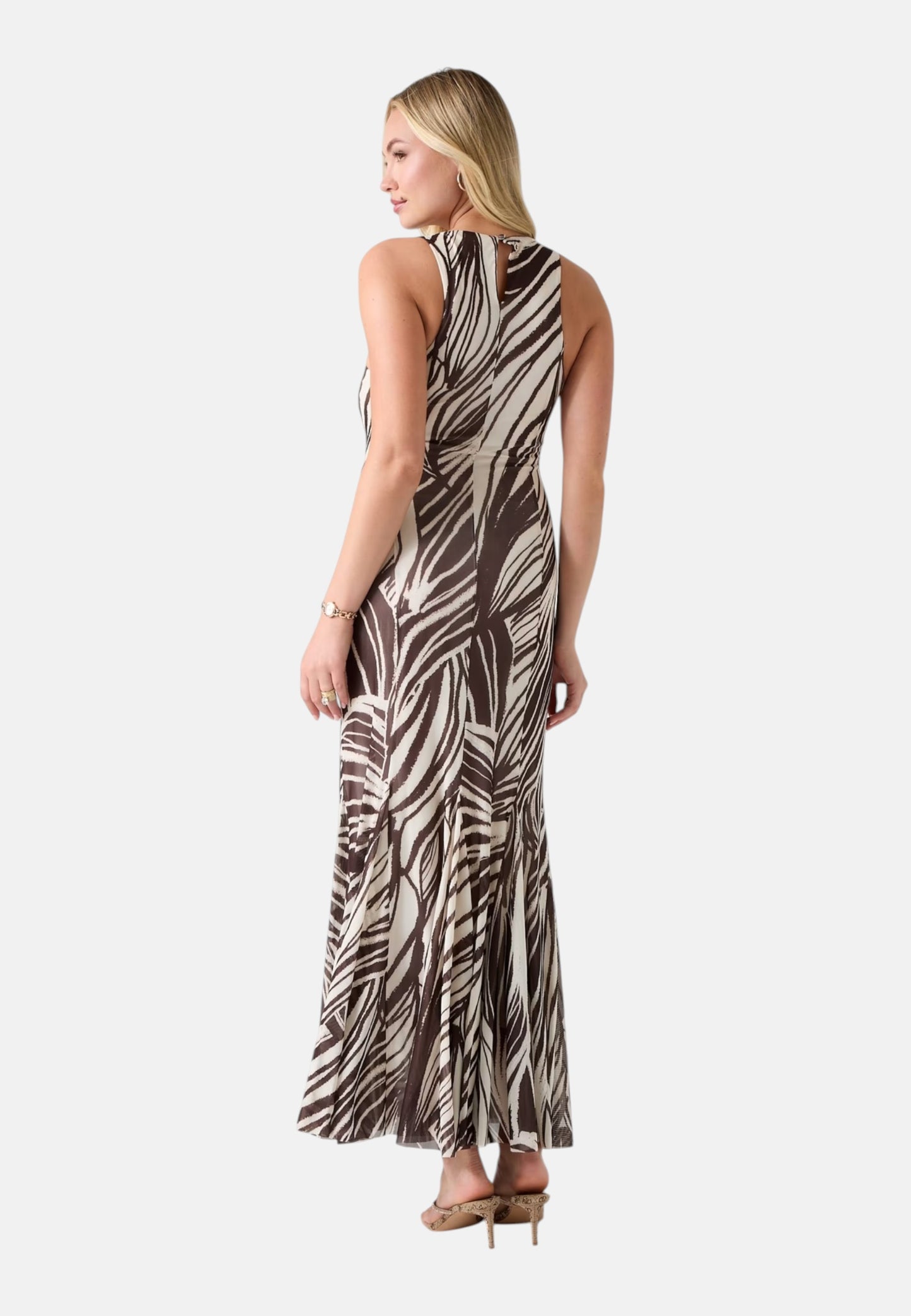 Vestito Lungo Donna Guess Stampa Palm Leaves Serafina Mesh W6GK13K2943