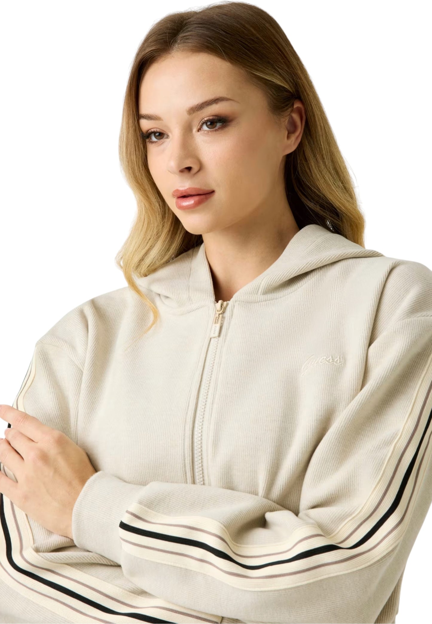 Felpa Con Zip Donna Guess Con Cappuccio Muriel V5BQ17KCX52