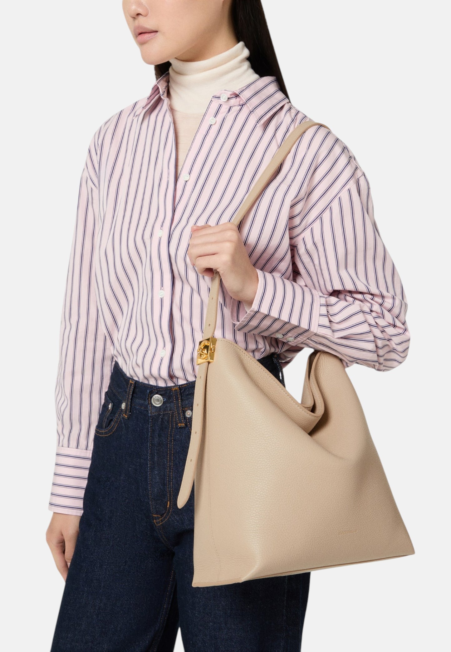 Borsa A Spalla Donna Coccinelle In Pelle Martellata Coccinelle C-Me Lock E1U4K130201