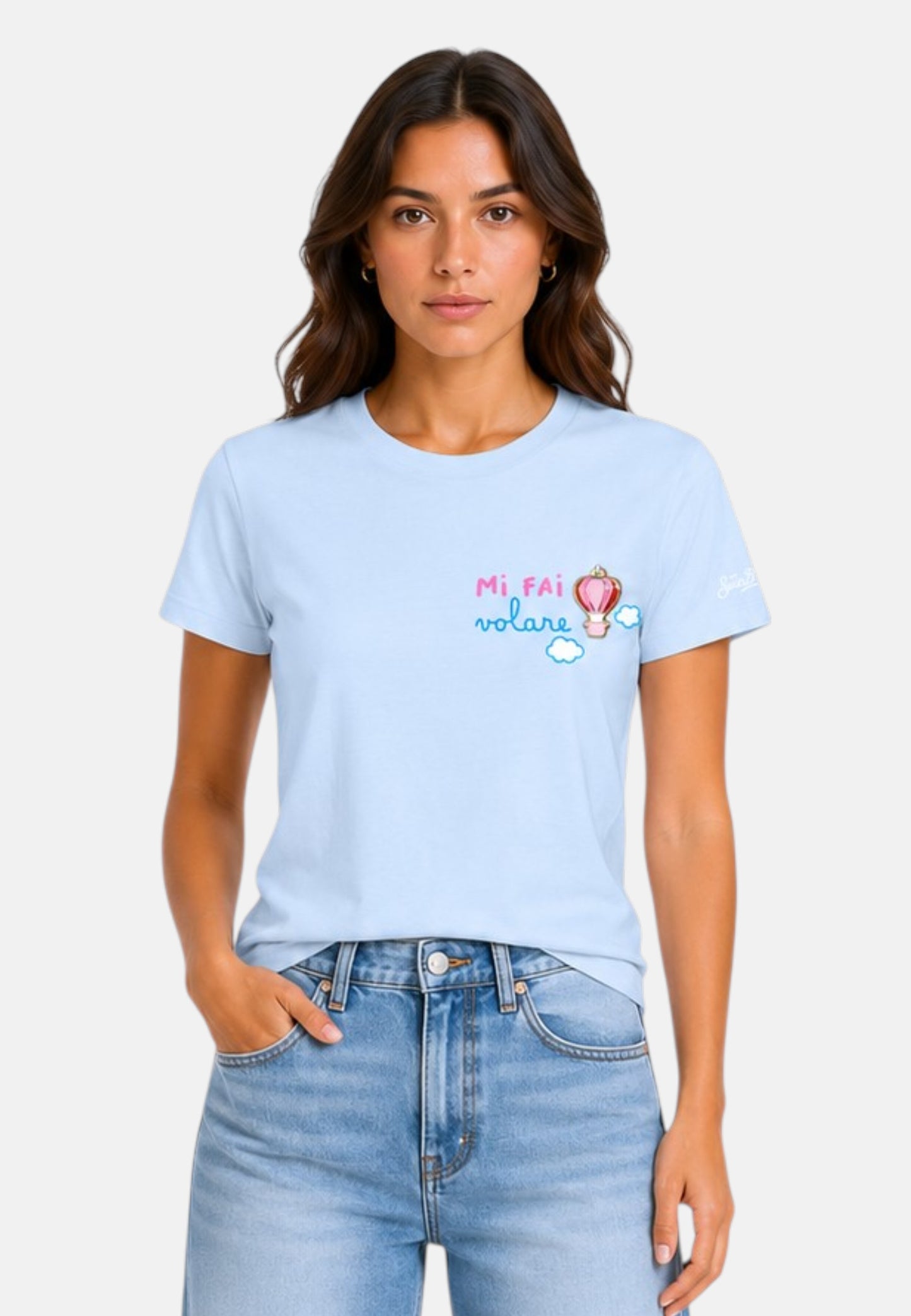 T-Shirt Manica Corta Donna Mc2 Saint Barth Mi Fai Volare Charm Emb Emilie EMI0001