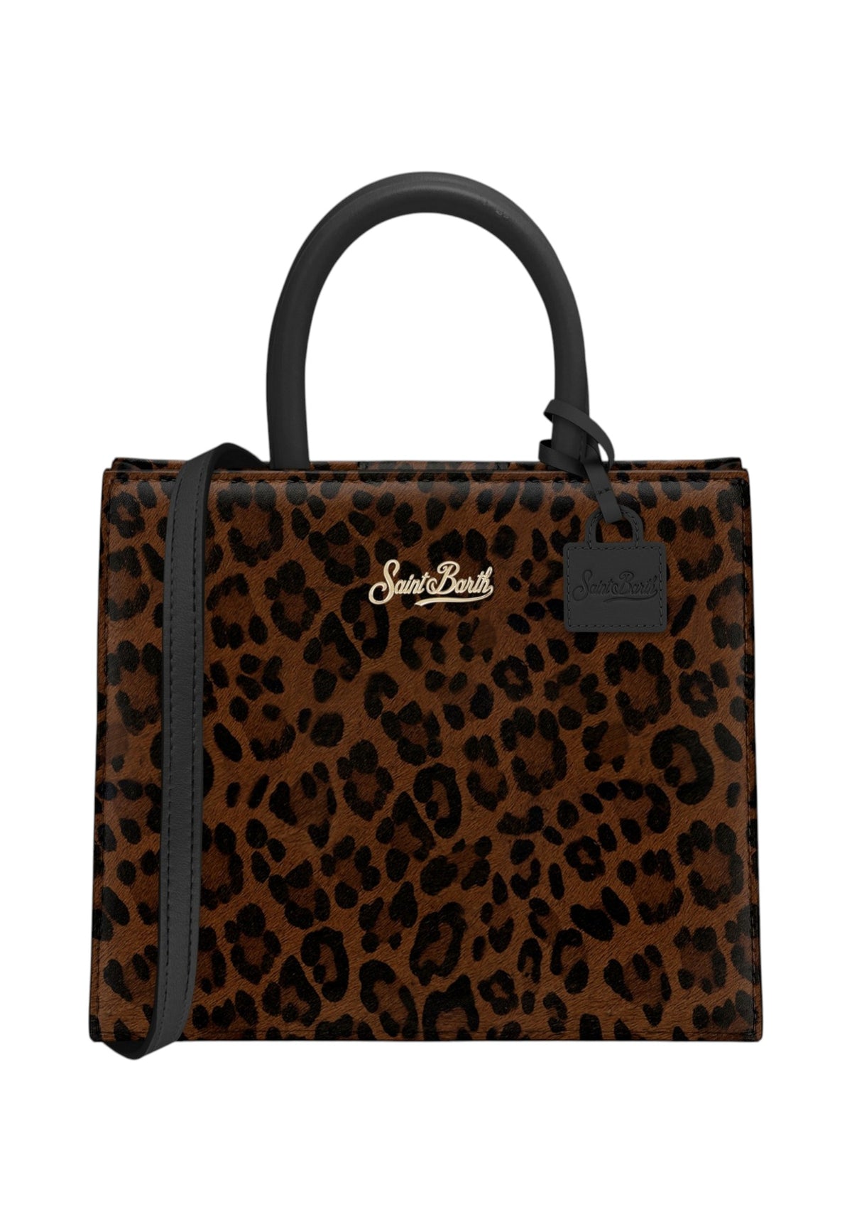 Borsa A Mano Donna Mc2 Saint Barth Logo Sul Davanti, La Stampa Leopardata Shop Bag Midi SHBM0001-DARK-LEO-BRUSHED-LEATHER