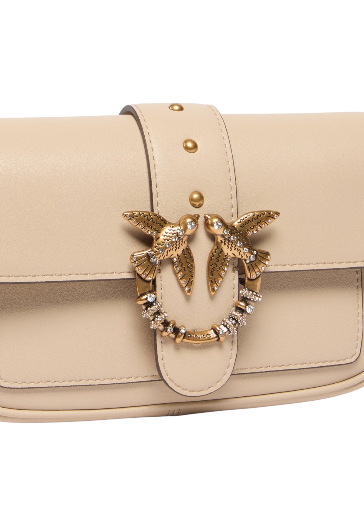 Borsa A Tracolla Donna Pinko Pelle di vitello, formato pocket, nuova fibbia Love Birds, pattina, misure 19 x 5 x 11 cm Love One Pocket New Buckle 107072A0F1