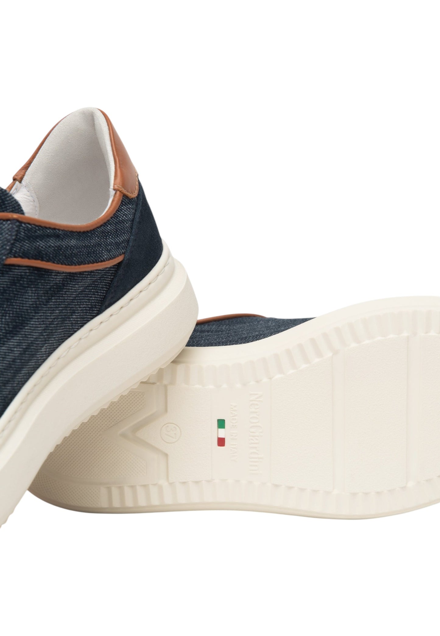 Sneakers Basse Donna Nero Giardini In Denim Con Inserti In Pelle E Logo Metallico  E615280D