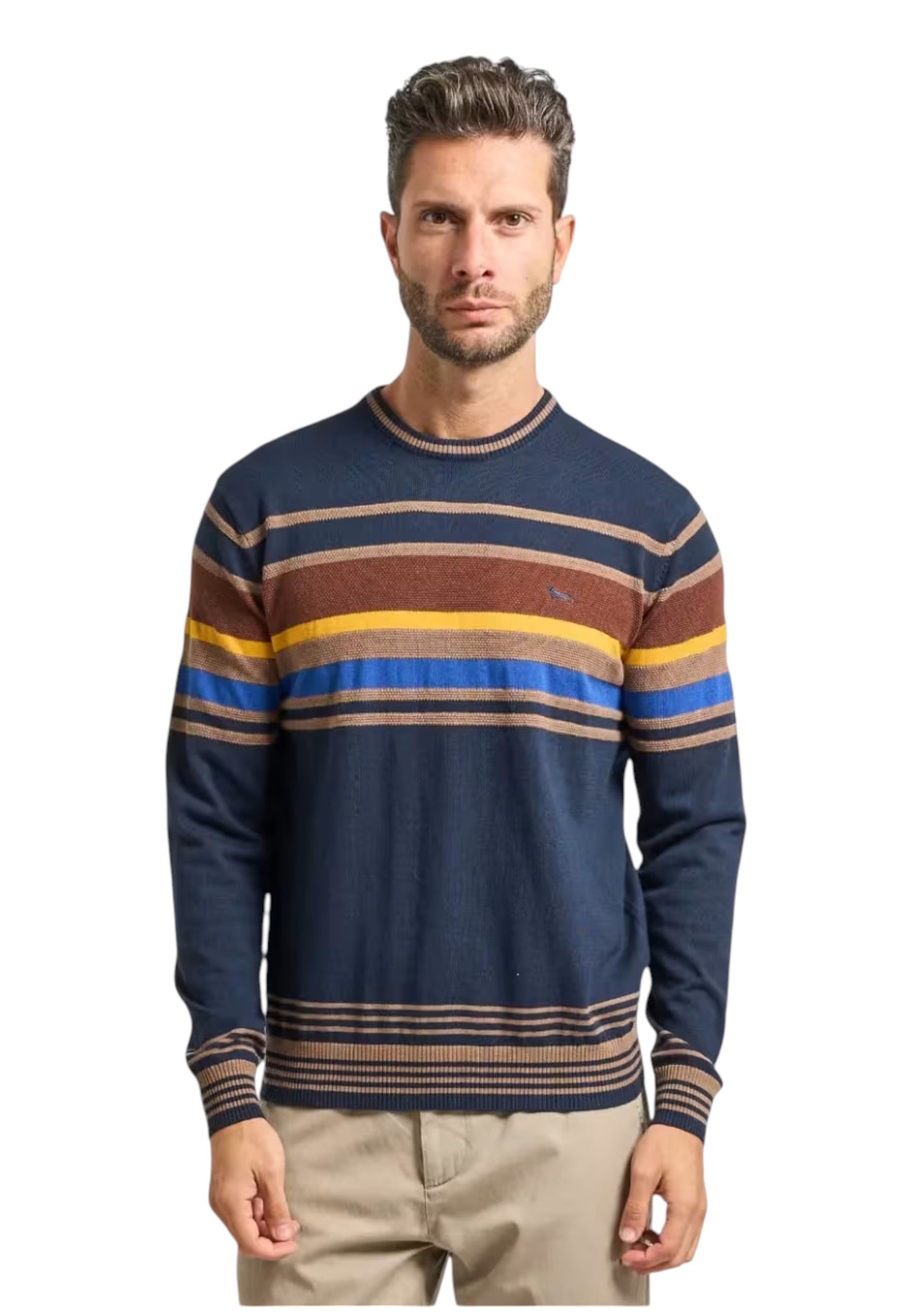 Maglione A Girocollo Uomo Harmont & Blaine Righe Piazzate 3D  HRP823030788