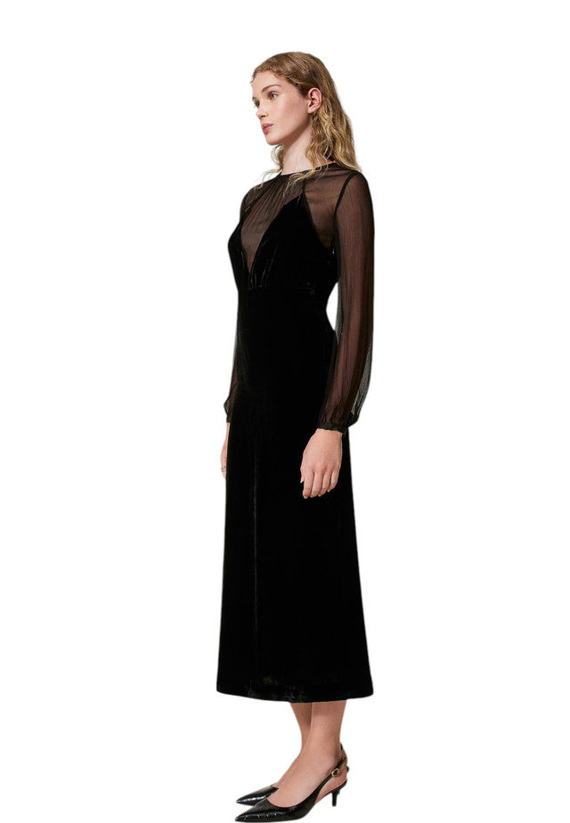 Vestito Lungo Donna Twinset Bi-Materiale  242TT2180