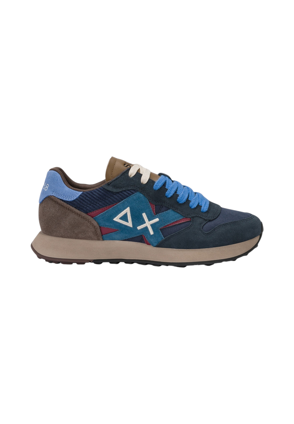 Sneakers Basse Uomo Sun68 Stile Running, Nylon E Suede, Maxi Logo Jaki Winter Z46125
