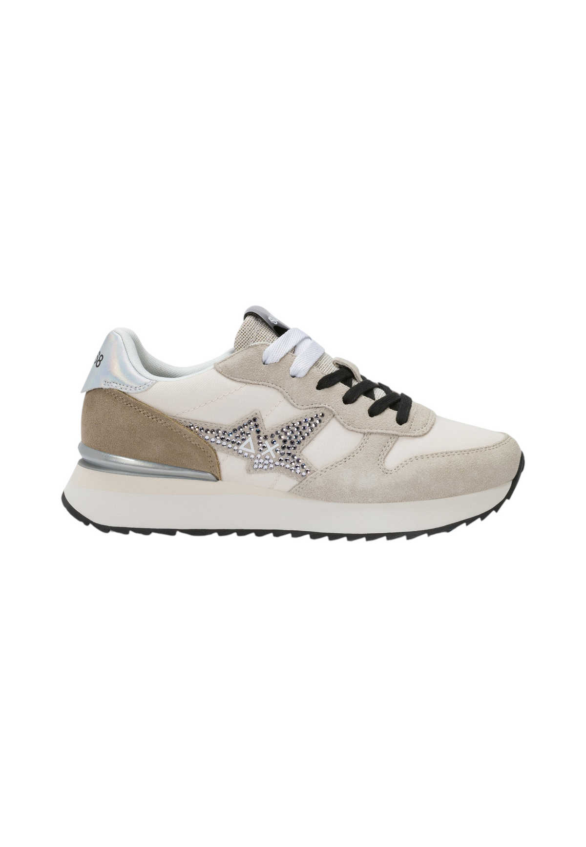 Sneakers Basse Donna Sun68 Stile Running, Suede E Nylon, Strass, Logo Laterale Stargirl Strass Logo Z46223
