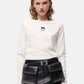 T-Shirt Manica lunga Donna Pinko Girocollo, maniche lunghe, vestibilit� regular, jersey di puro cotone, logo Love Birds floccato dall�effetto vellutato sul petto Toblino 107292A3HP