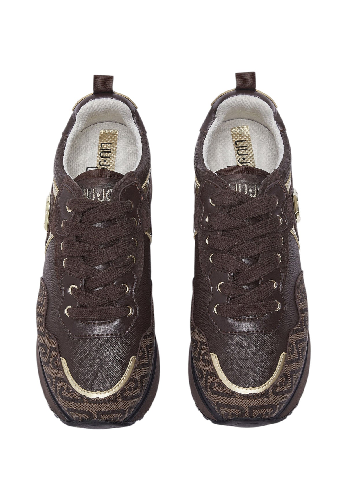 Sneakers Basse Donna Liu Jo Con Platform, Stampa Monogram E Inserti Effetto Saffiano Liu Jo Maxi Wonder 01 BF6001EX339