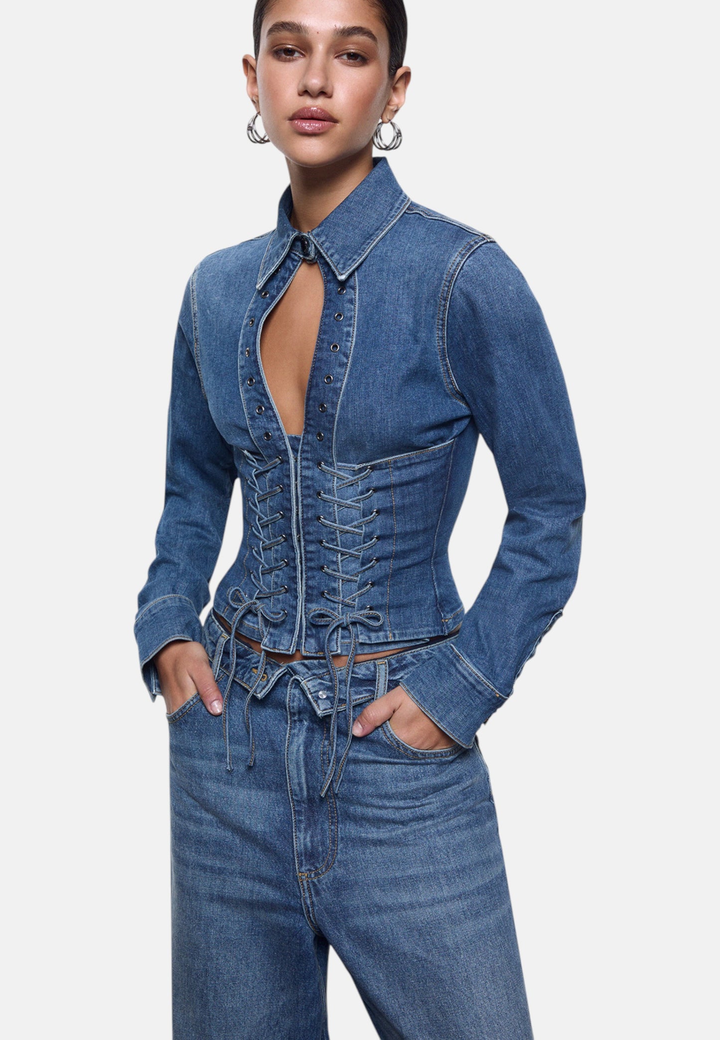 Jeans Wide Leg Donna Liu Jo Baggy Con Stringhe Liu Jo feat ELODIE UA6510D0400