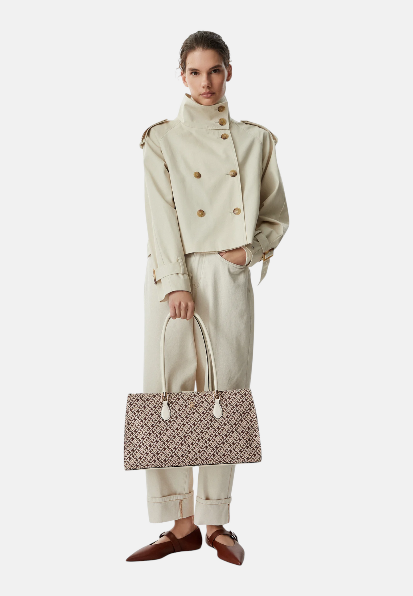 Borsa A Spalla Donna Tommy Hilfiger Satchel Jacquard Th Grace AW0AW18754