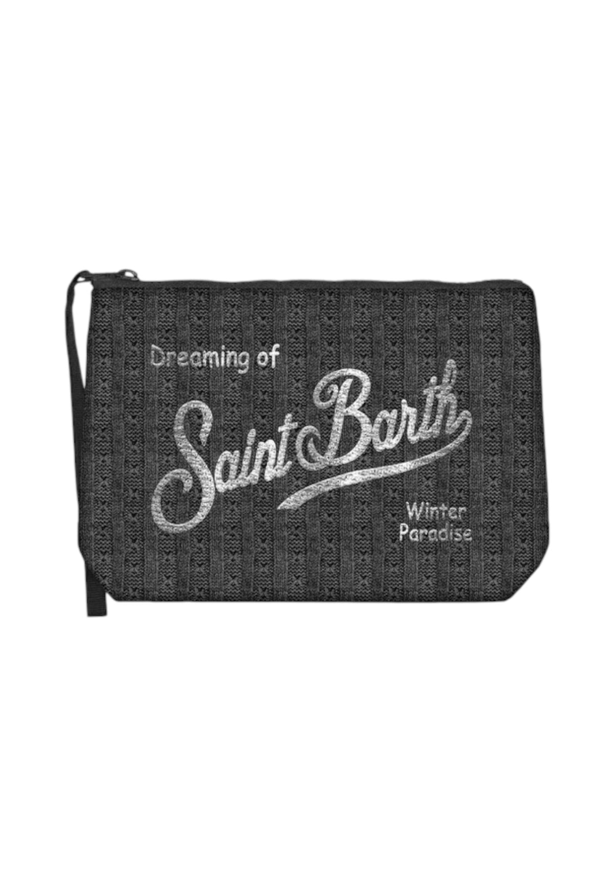 Pochette  Unisex Mc2 Saint Barth Chiusura Con Zip, Laccetto Laterale, La Texture A Coste Con Logo Saint Barth Aline Tricot ALI0057-RIB-STAR