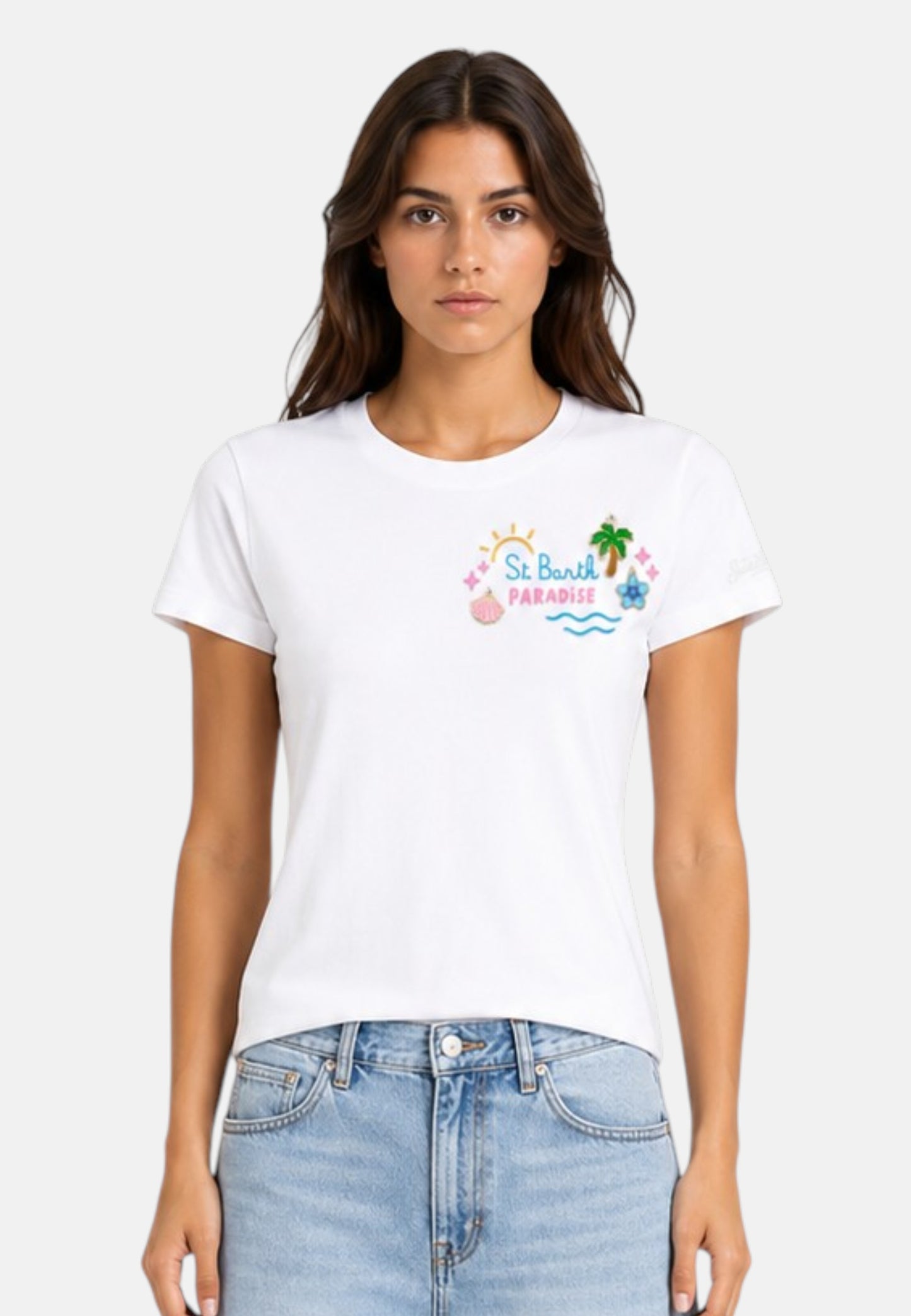 T-Shirt Manica Corta Donna Mc2 Saint Barth Sb Paradise Charm Emb Emilie EMI0001
