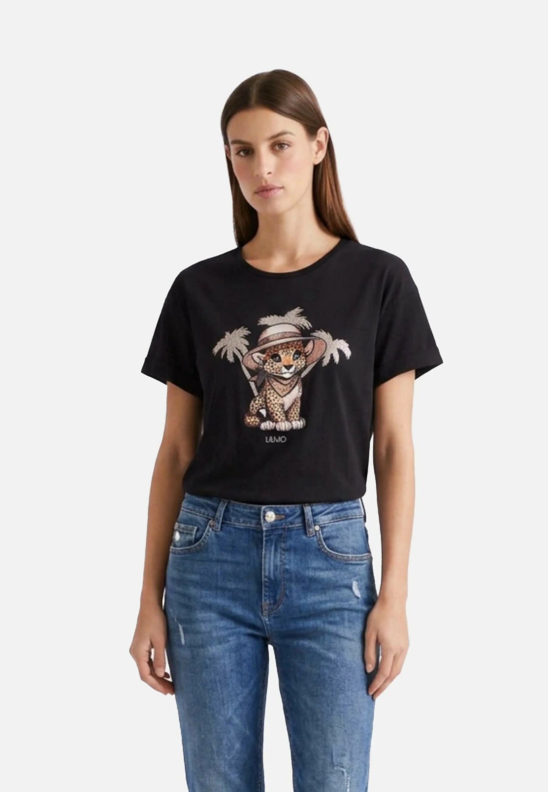 T-Shirt Manica Corta Donna Liu Jo Small Leopard Eco Line VA6170JS003