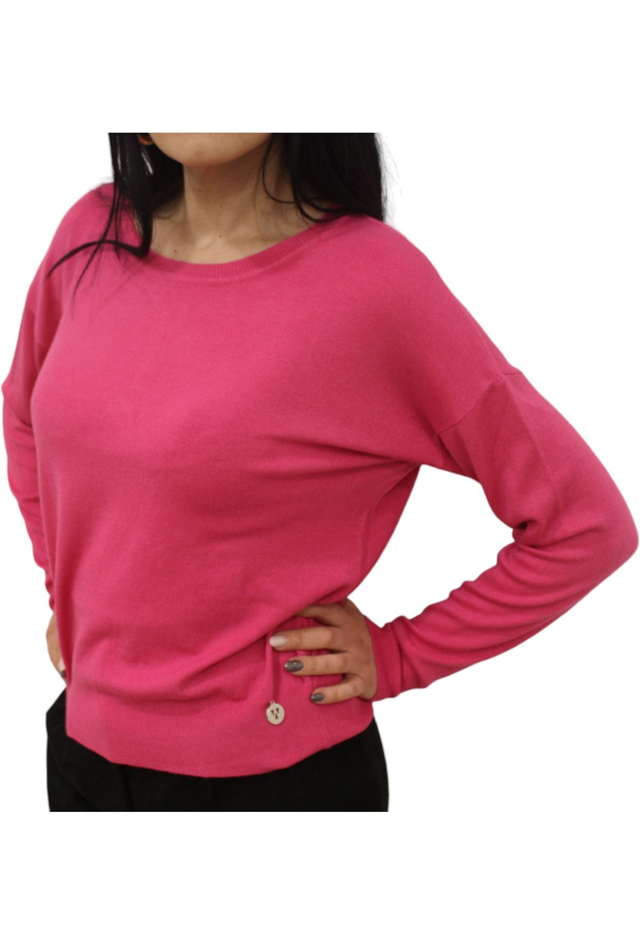 Maglione A Girocollo Donna White Wise Con Spalla Scesa  WW18000