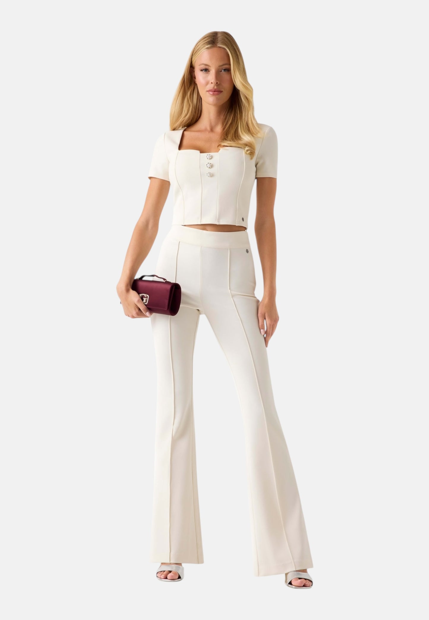 Pantaloni Flare Fit Donna Guess  New Flared Evelina W4YB01KCBO2